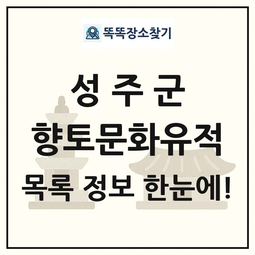 성주군 향토문화유적 목록 및 정보