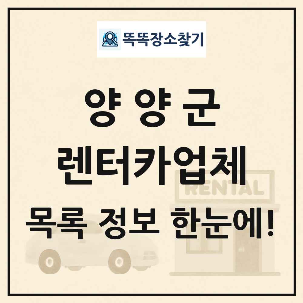 양양군 렌터카업체 목록 및 정보