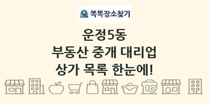 운정5동 부동산 중개 대리업 상가 목록 및 정보