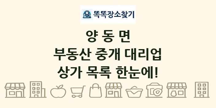 양동면 부동산 중개 대리업 상가 목록 및 정보